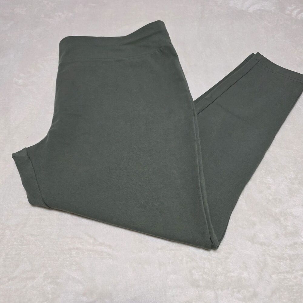 Terra & Sky 2X (20W-22W) Leggings Green Ankle Stretch Elastic Waist Comfortable